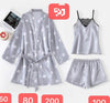 Luxury Silk Satin 3-Piece Nightwear Nightgown's