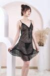 Black Transparent Lace Nighty with Bow.