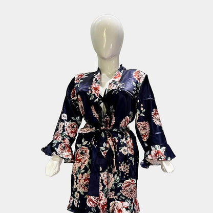 Floral Silk 3-Piece Nightgown Set