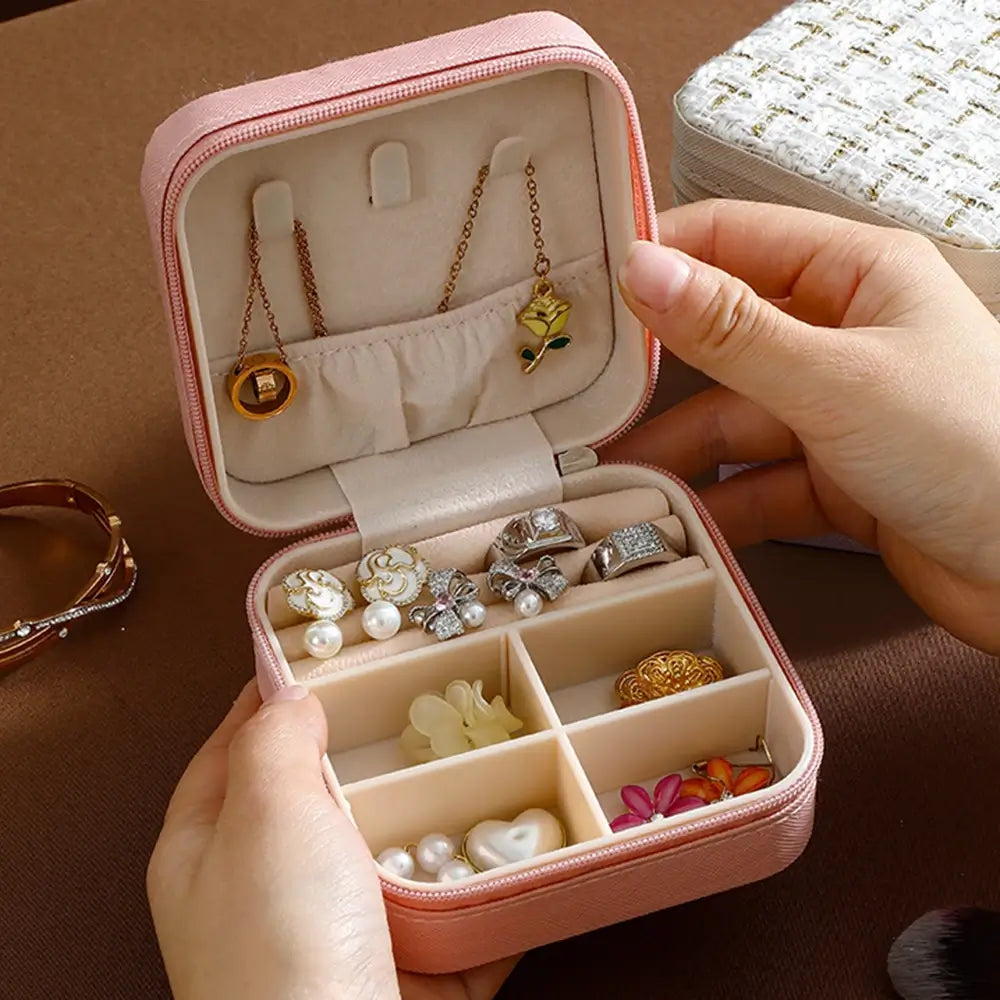 Mini Jewelry Storage Box Portable Family Travel Earrings Necklace Storage Box Female Ring Organizer