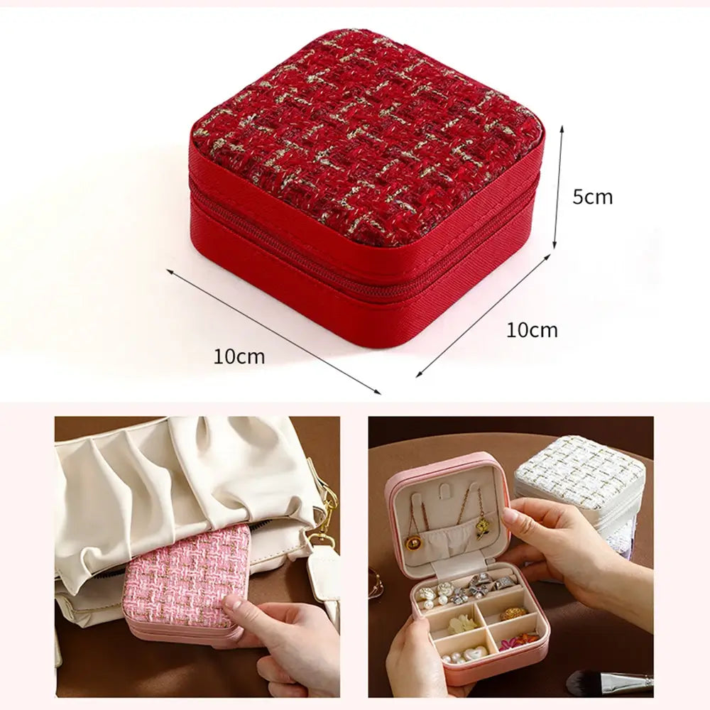 Mini Jewelry Storage Box Portable Family Travel Earrings Necklace Storage Box Female Ring Organizer