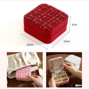 Mini Jewelry Storage Box Portable Family Travel Earrings Necklace Storage Box Female Ring Organizer