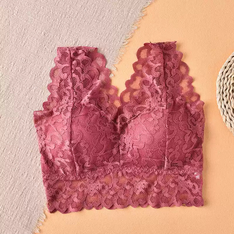 Breathable Sexy Lace Bra for Women - Wire-Free Push-Up Bralette- Seamless Beauty Back Vest Underwear.