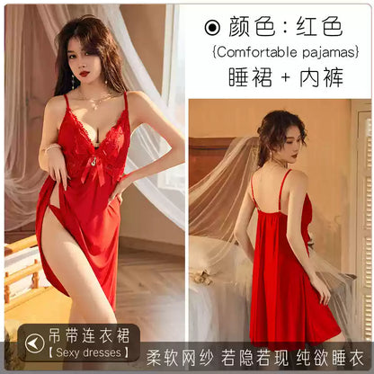 Red Lace Bridal Nightwear Set.