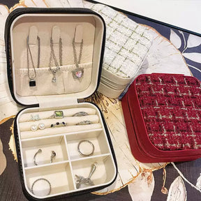 Mini Jewelry Storage Box Portable Family Travel Earrings Necklace Storage Box Female Ring Organizer