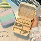 Portable Jewelry Box Jewelry Organizer Display Travel Leather Case for Women Girls Jewelry Earrings Ring Box.