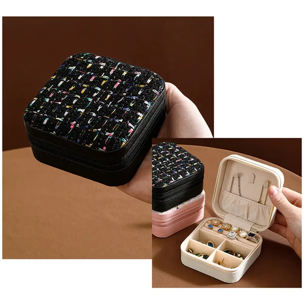 Mini Jewelry Storage Box Portable Family Travel Earrings Necklace Storage Box Female Ring Organizer