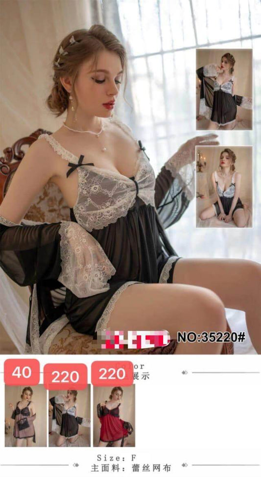 Stunning Net-Style Nightdress Set - 3 Piece Nightgown's