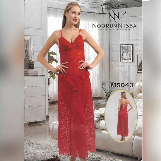 Stunning Red Long Nightdress - Net Stuff Nightgown's