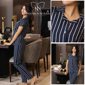 Comfortable trendy Lining pattern 2 pcs Set for ladies