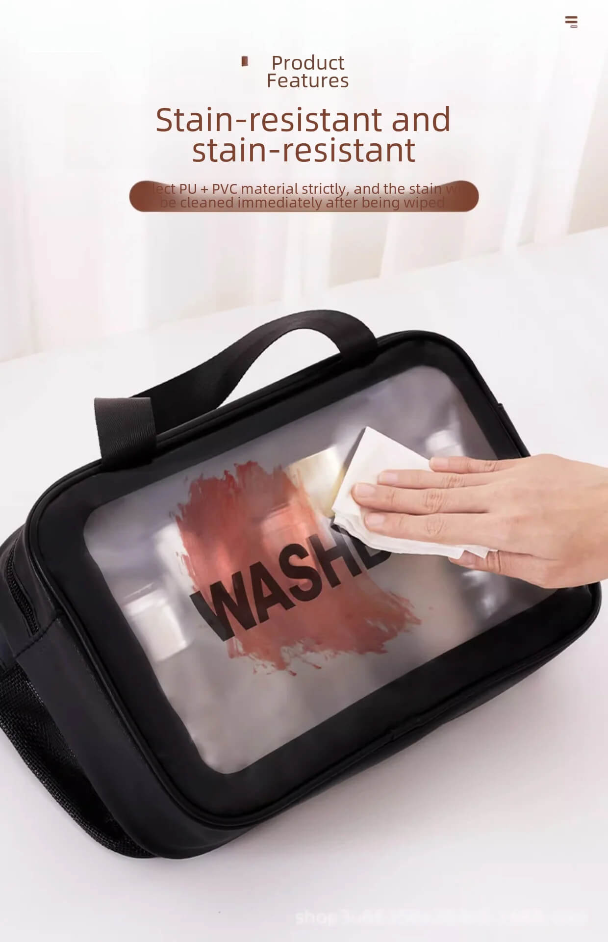 Transparent Waterproof Makeup and Cosmetic Storage Bag.