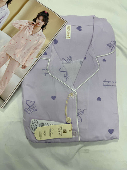 Custom Heart Shaped Silk Satin Pajama Set