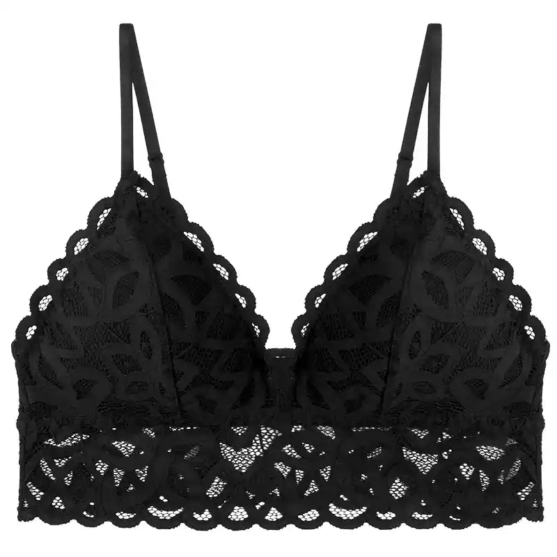 Custom Unique Sexy Women Ruffle Lace Push Up Bra- Elegant Black & White Cotton Net Design