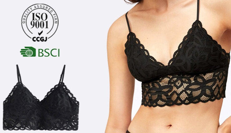 Custom Unique Sexy Women Ruffle Lace Push Up Bra- Elegant Black & White Cotton Net Design