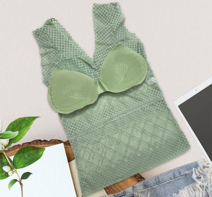 Undershirt with Wrap Chest and Bra Pads.