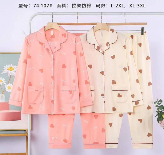 Custom Heart Shaped Silk Satin Pajama Set