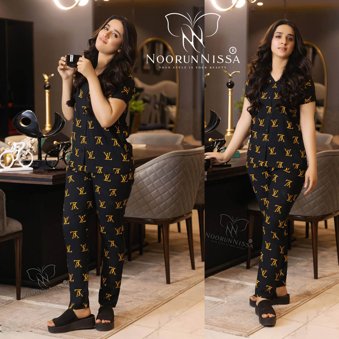 LV-Inspired Luxury Nightwear.