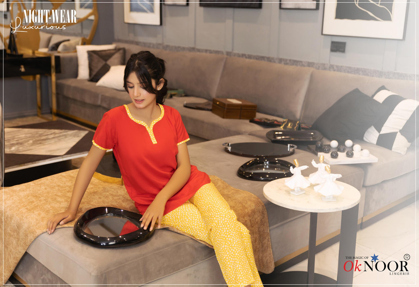 Red & Yellow Pajama Shirt Set