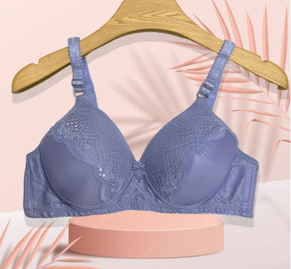 Elegant Nude Lace Padded Bra .