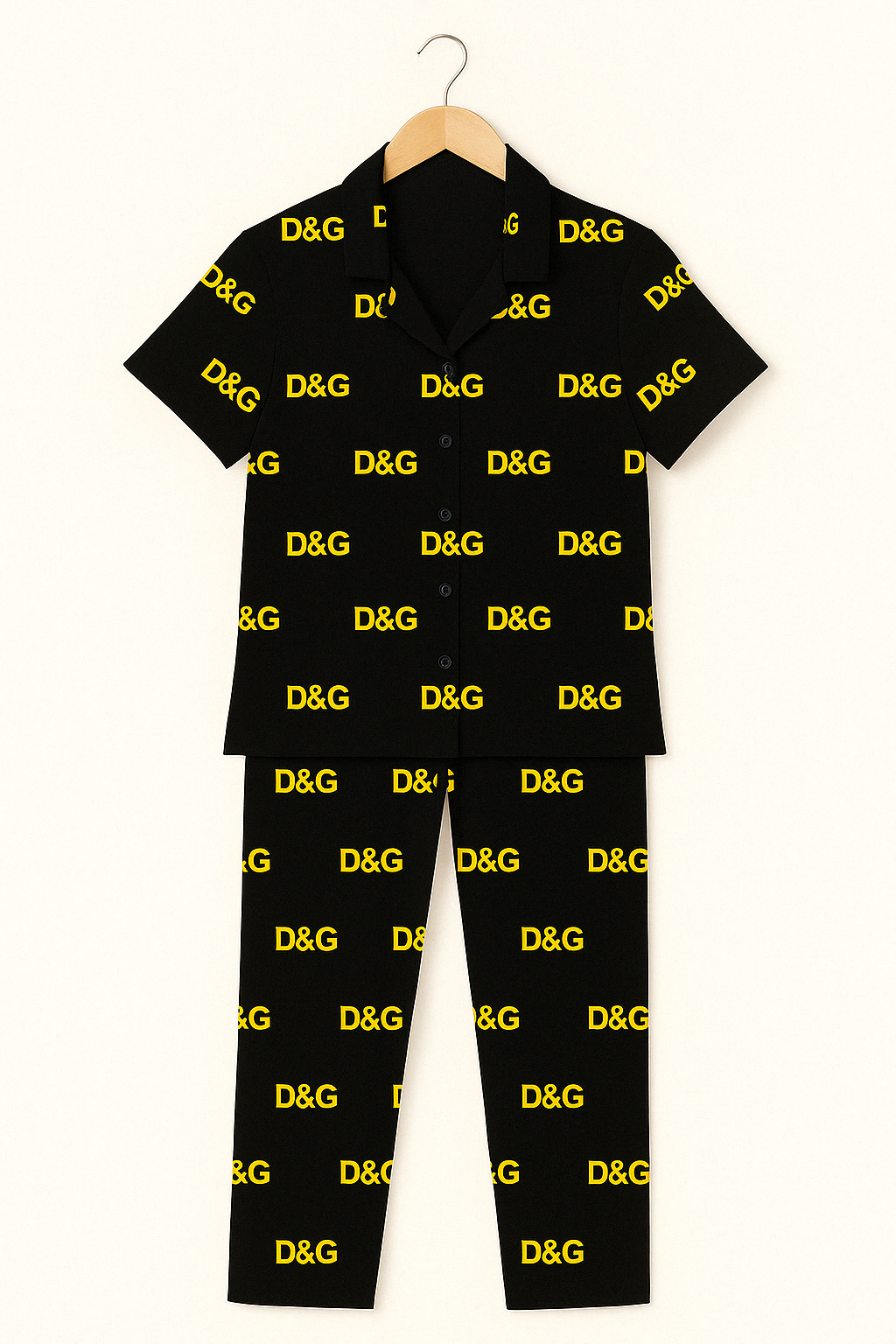 "Black D&G Printed Ladies Pajama Set.