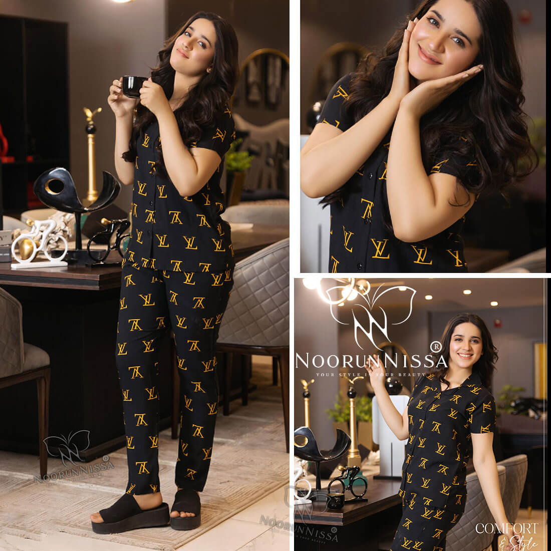 LV-Inspired Luxury Nightwear.