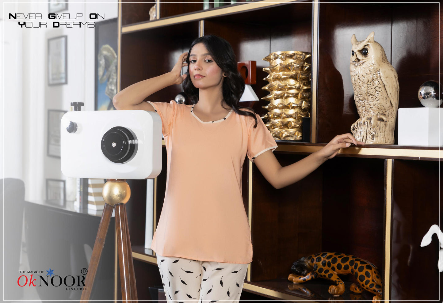 Women's Soft Cotton Pajama Shirt & Printed Trouser Set.