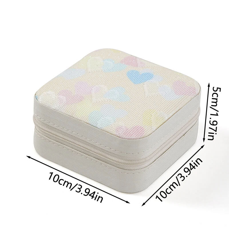 Mini Heart Print Jewelry Storage Box.