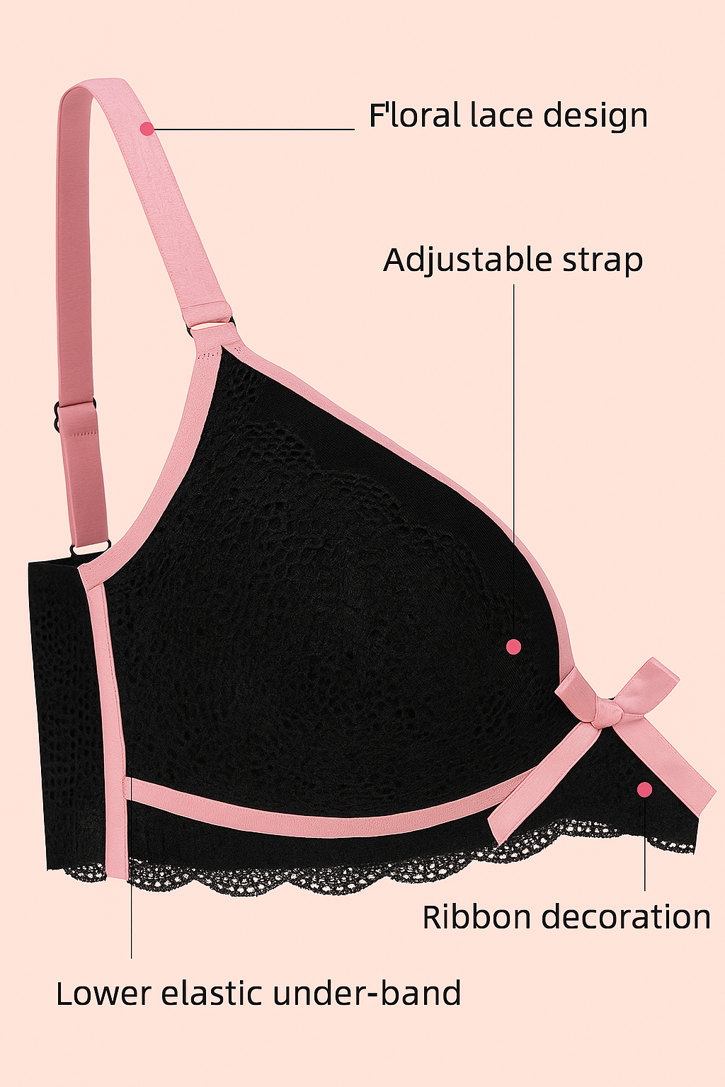 Elegant Lace Underwire Bra.