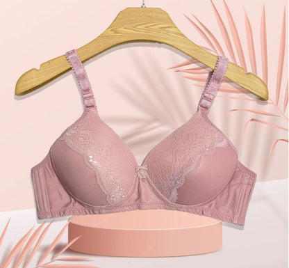 Elegant Nude Lace Padded Bra .