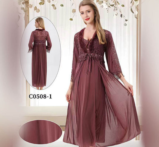Luxury 3-Piece Long Nighty Set.