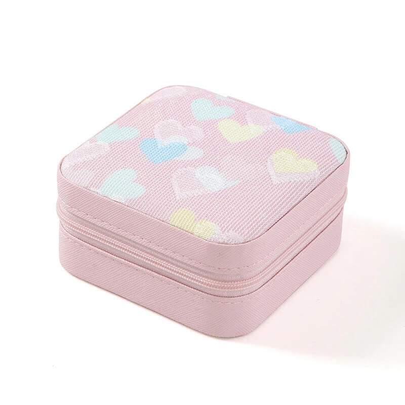 Mini Heart Print Jewelry Storage Box.