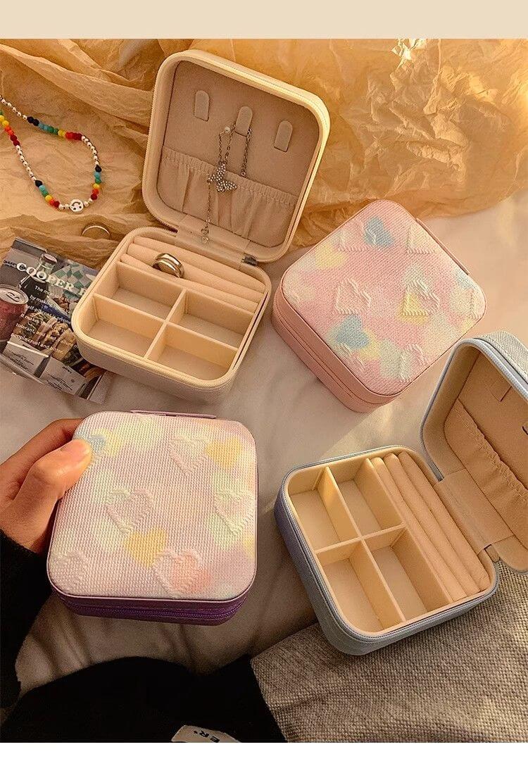 Mini Heart Print Jewelry Storage Box.