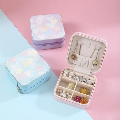 Mini Heart Print Jewelry Storage Box.