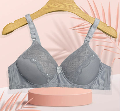 Elegant Nude Lace Padded Bra .