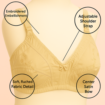 ( 𝐏𝐚𝐜𝐤 𝐨𝐟 𝟑 ) Embroidered Full Coverage Cotton Bra.