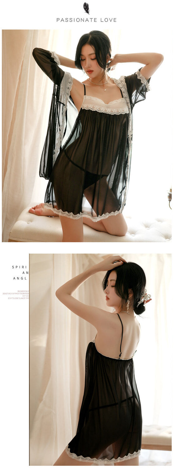 New Lace Suspender Nightdress - Elegant & Cozy Homewear for Spring & Autumn  | Feel Beautiful & Relaxed at Home.