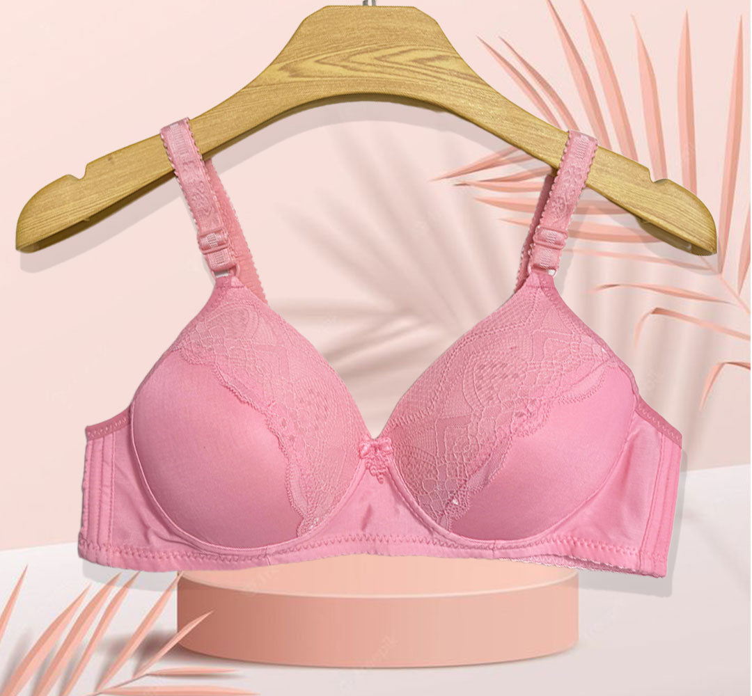 Elegant Nude Lace Padded Bra .
