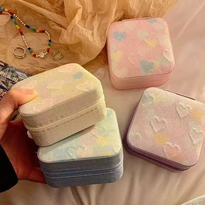 Mini Heart Print Jewelry Storage Box.