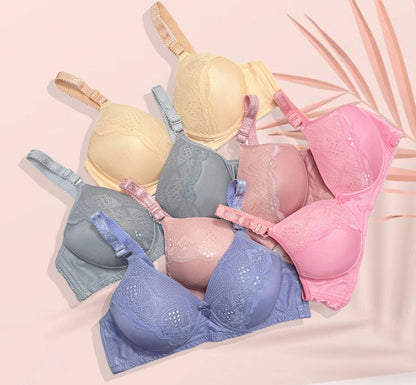 Elegant Nude Lace Padded Bra .