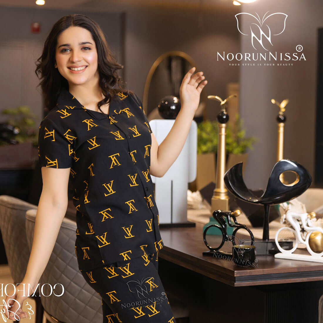 LV-Inspired Luxury Nightwear.