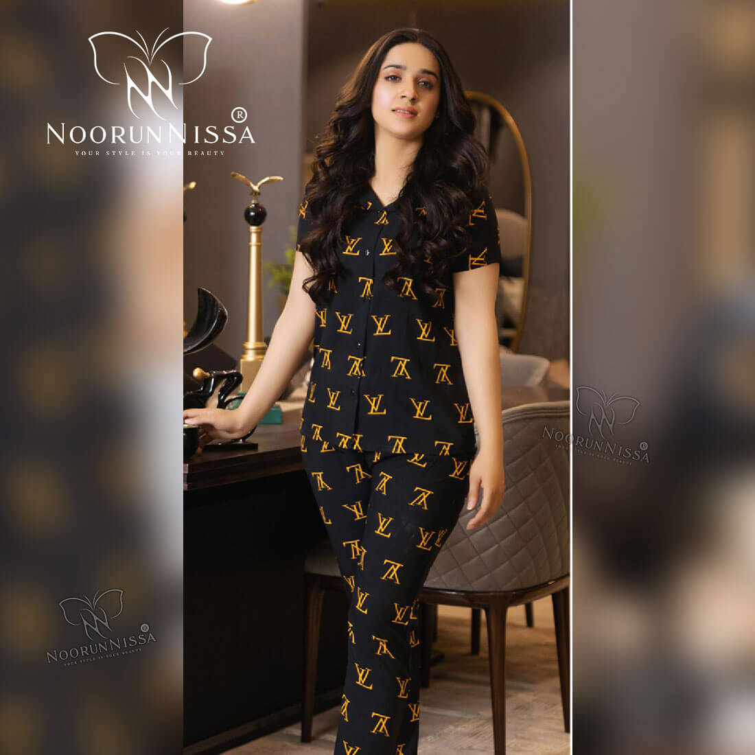 LV-Inspired Luxury Nightwear.