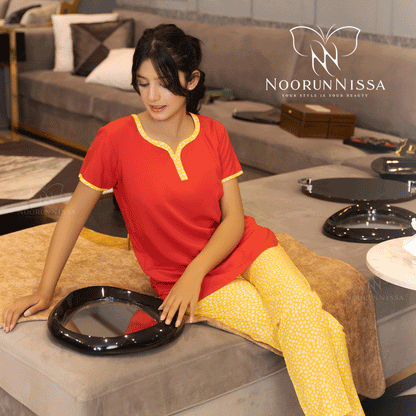 Red & Yellow Pajama Shirt Set