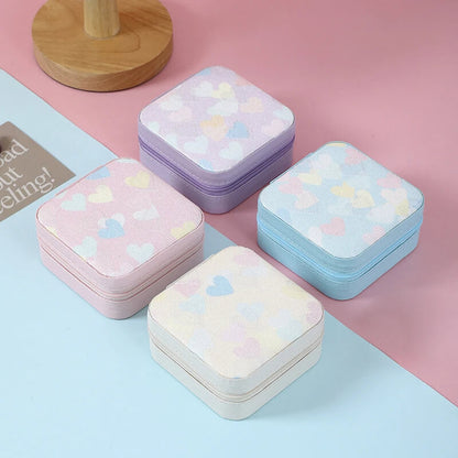 Mini Heart Print Jewelry Storage Box.