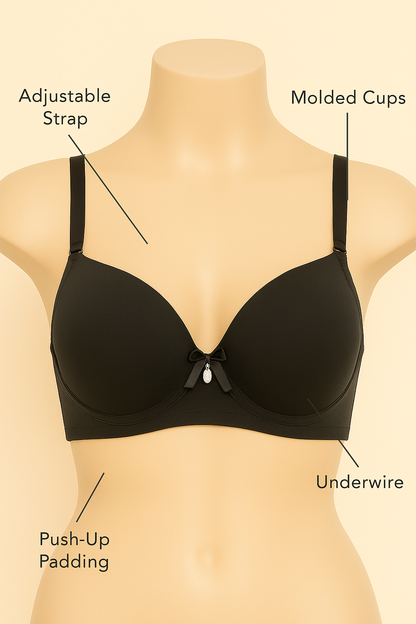 Padded Push-Up Underwire Bra.