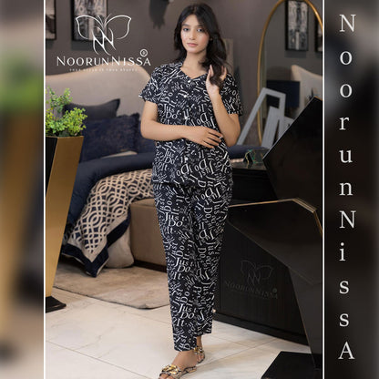 Typography Print Pajama Set.