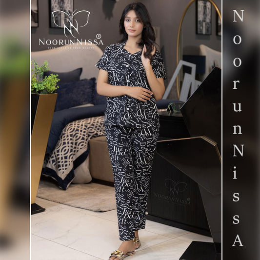 Typography Print Pajama Set.