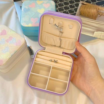 Mini Heart Print Jewelry Storage Box.
