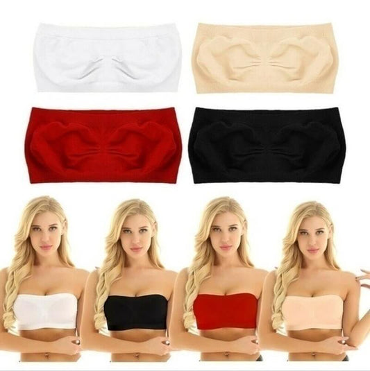 ( 𝐏𝐚𝐜𝐤 𝐨𝐟 𝟒 )  Seamless Strapless Bandeau Bra.