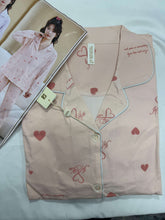 Custom Heart Shaped Silk Satin Pajama Set  | Cute & Luxury Long Sleeve Sleepwear for Women