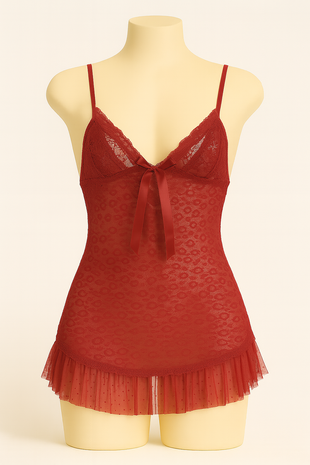Black Transparent Lace Nighty with Bow.